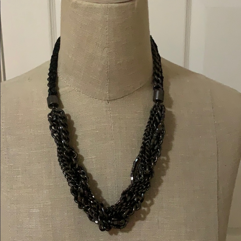 Twisted Gunmetal Chain Necklace